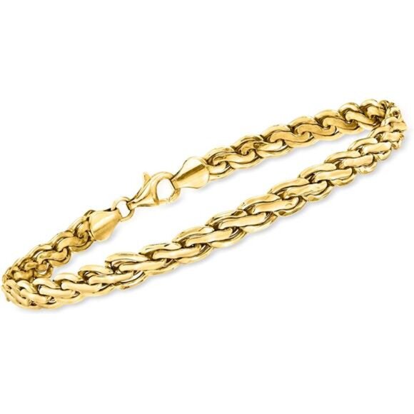 14kt Yellow Gold Flat Rope-Chain Bracelet